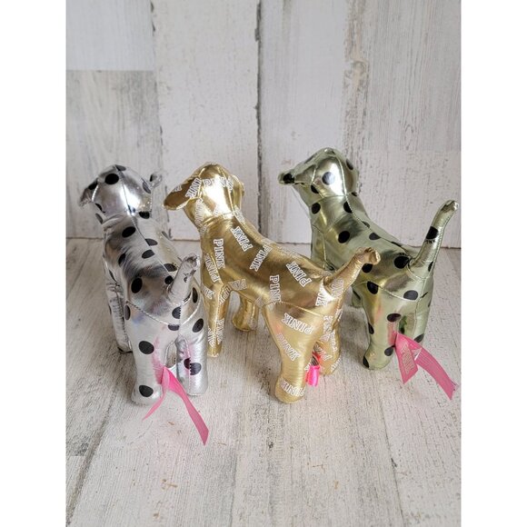 Victoria's Secret metallic gold dog plush set decor collectible polka dot - Picture 7 of 10